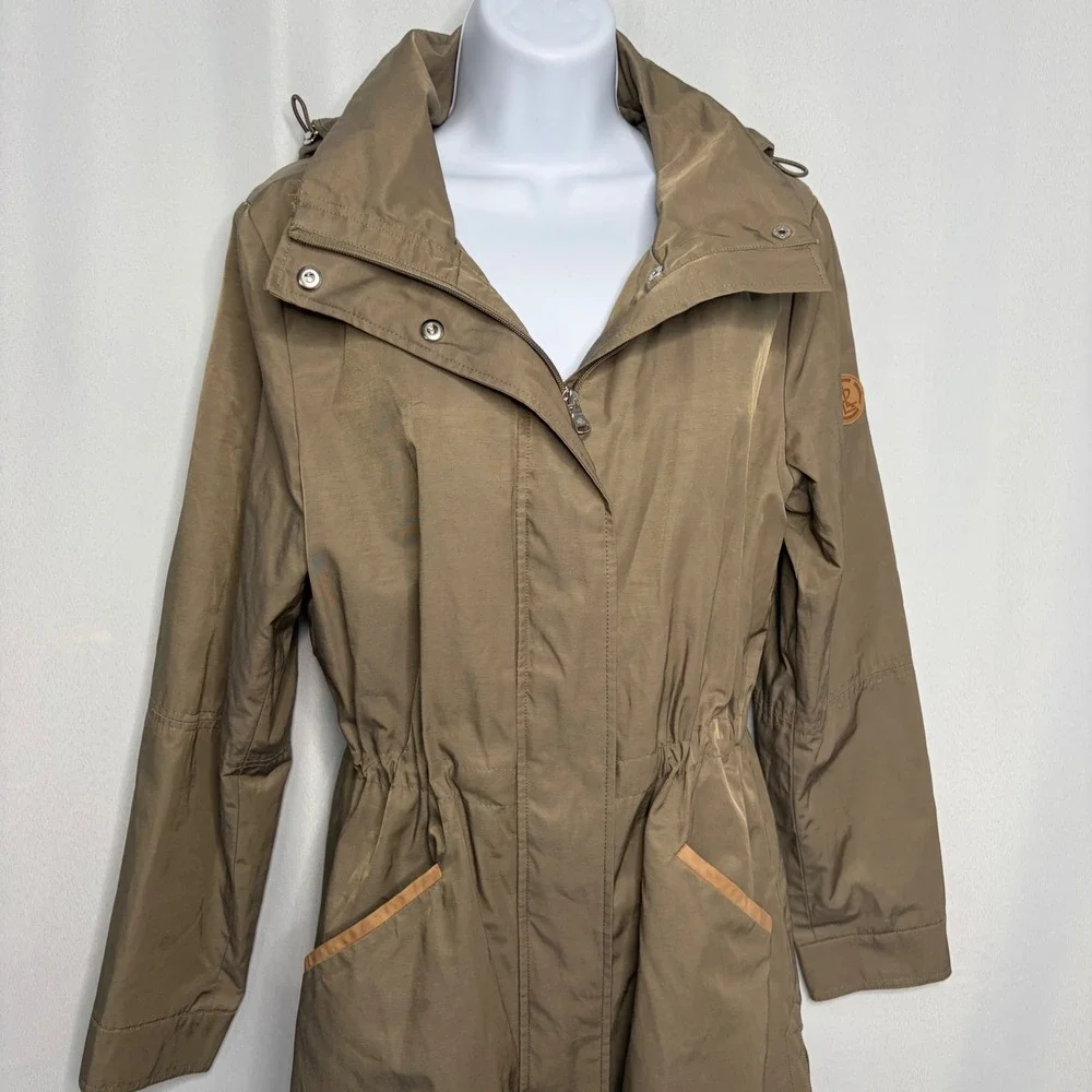 Lauren Ralph Lauren Womens Khaki Tan Hooded Field Jacket Drawstring Waist Sz Med